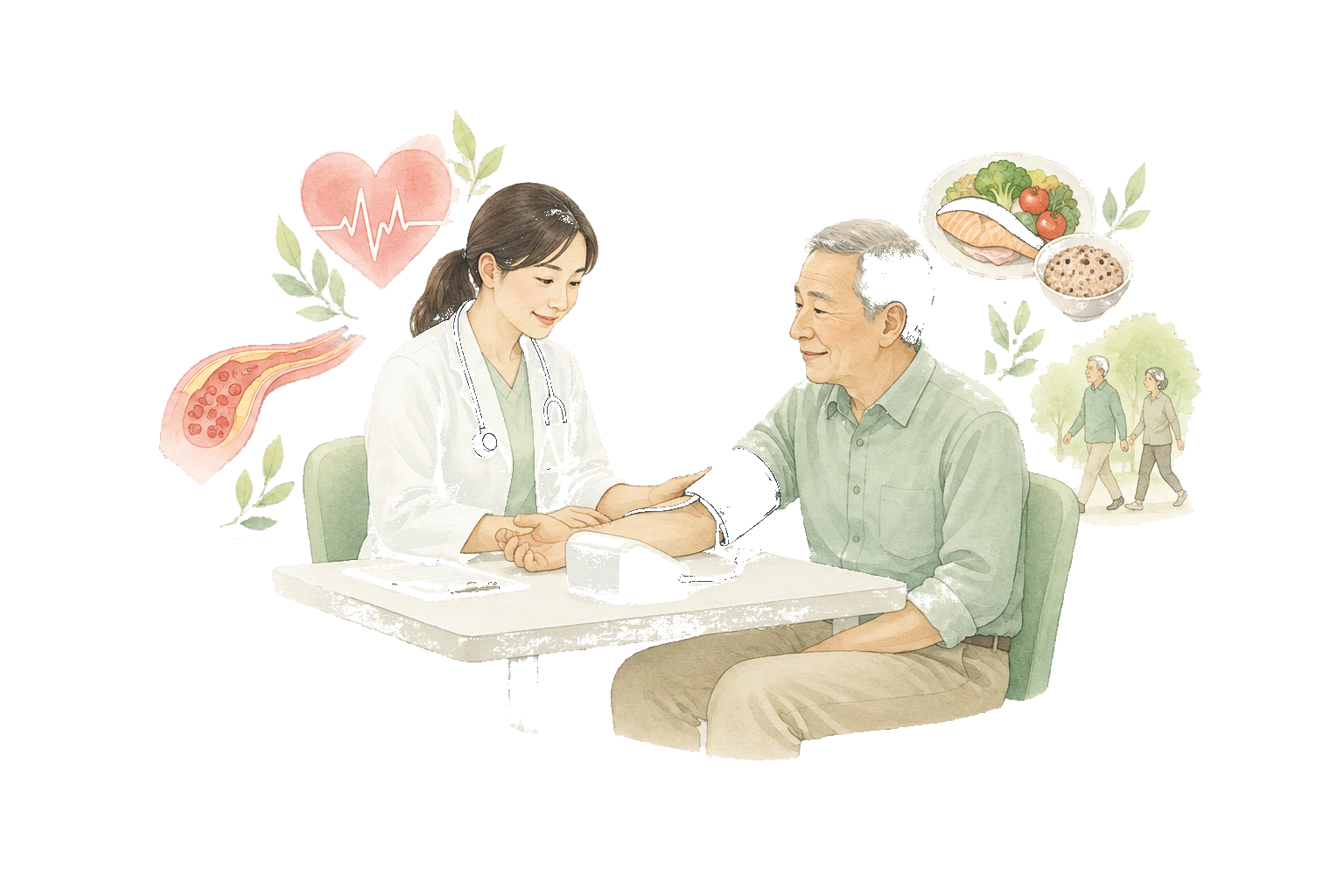 生活習慣病の診療を表す患者向けイラスト